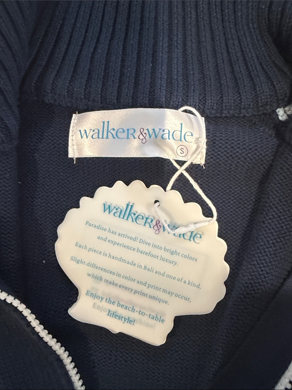 NWT Walker & Wade Striped Half Zip Sweater / Navy & Sky Blue - Picture 4 of 4